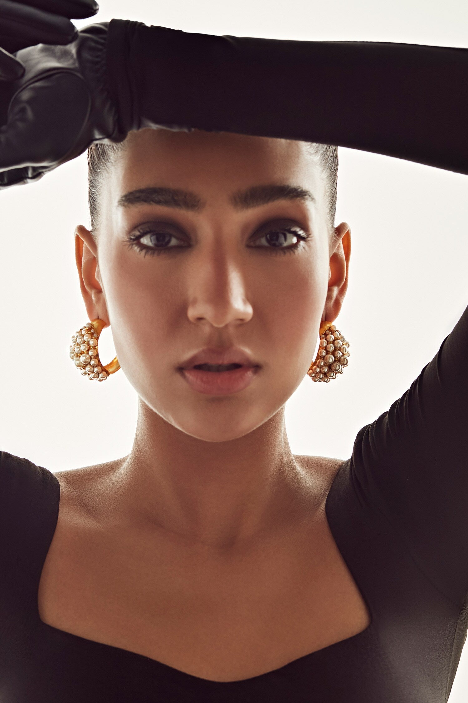 Cluster Pearl Studded Hoops 