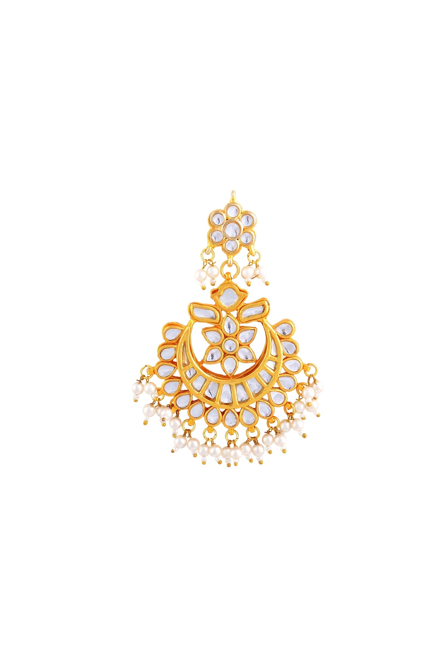 Gold Kundan Pearl Work Earrings 