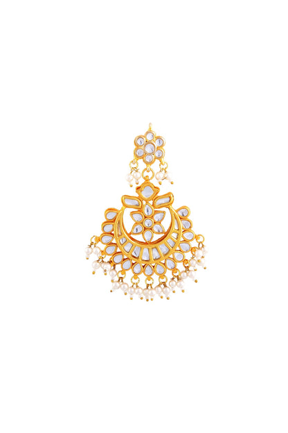 Gold Kundan Pearl Work Earrings 