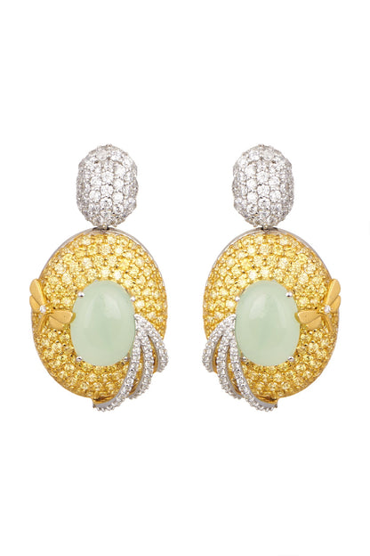 Two Tone Finish Zirconia Earrings In Sterling Silver