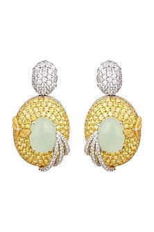 Two Tone Finish Zirconia Earrings In Sterling Silver