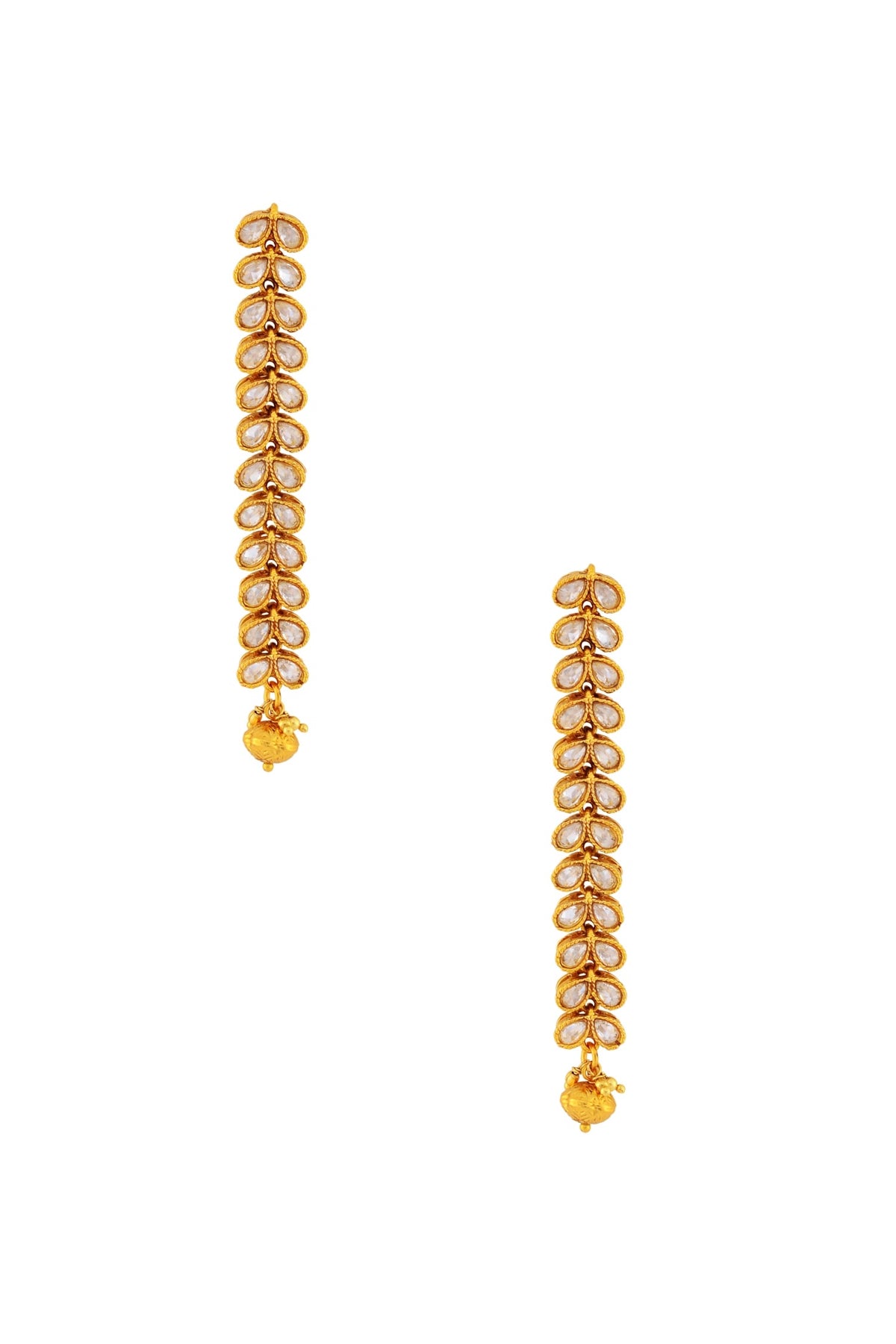 Long Gold Plated Kundan Dangle Earrings 