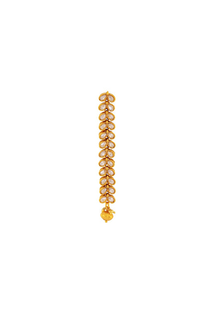 Long Gold Plated Kundan Dangle Earrings 