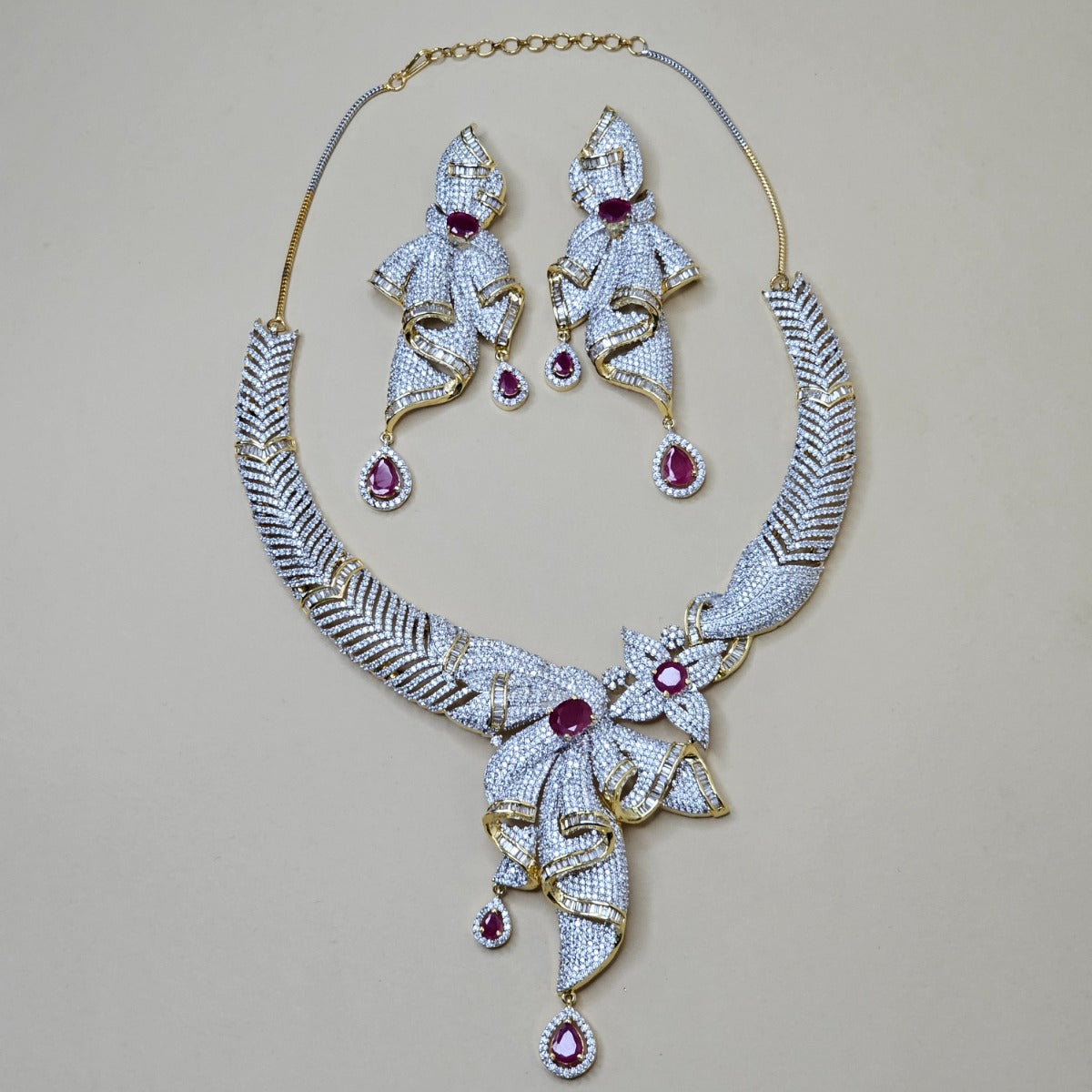 Zareen Flower  bridal Diamond Necklace Set