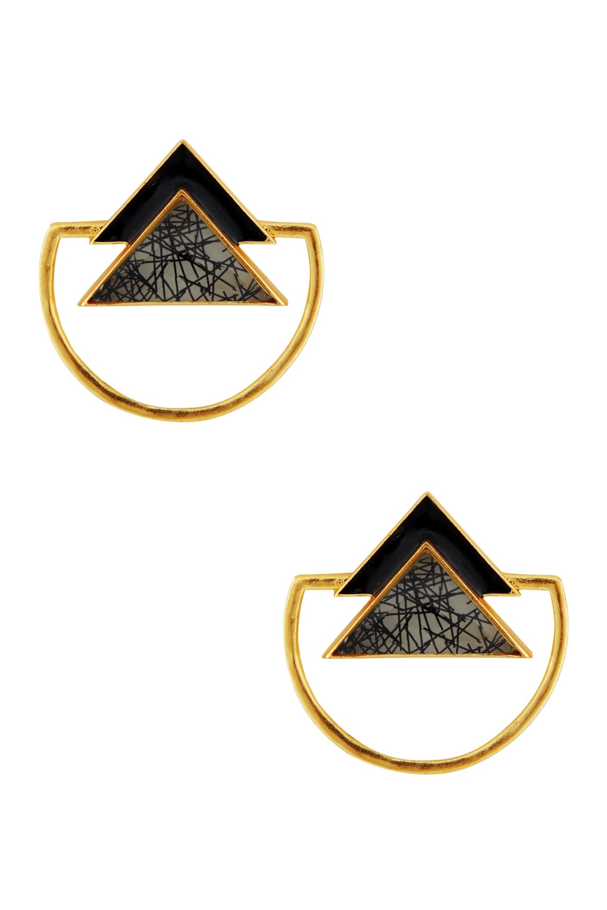 Triangle Stone Embellished Earrings 