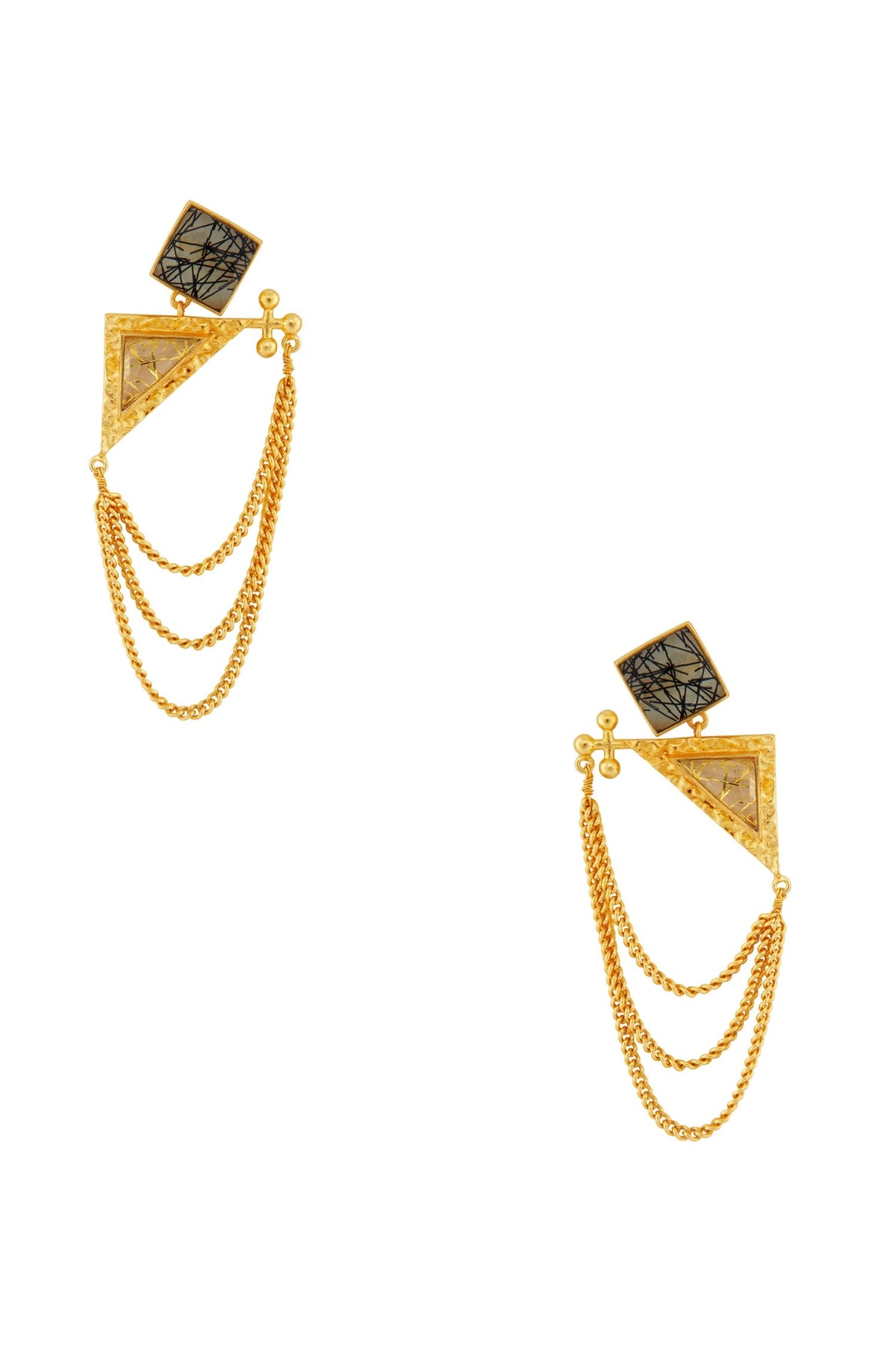 Stone Embellished Chain Earrings 