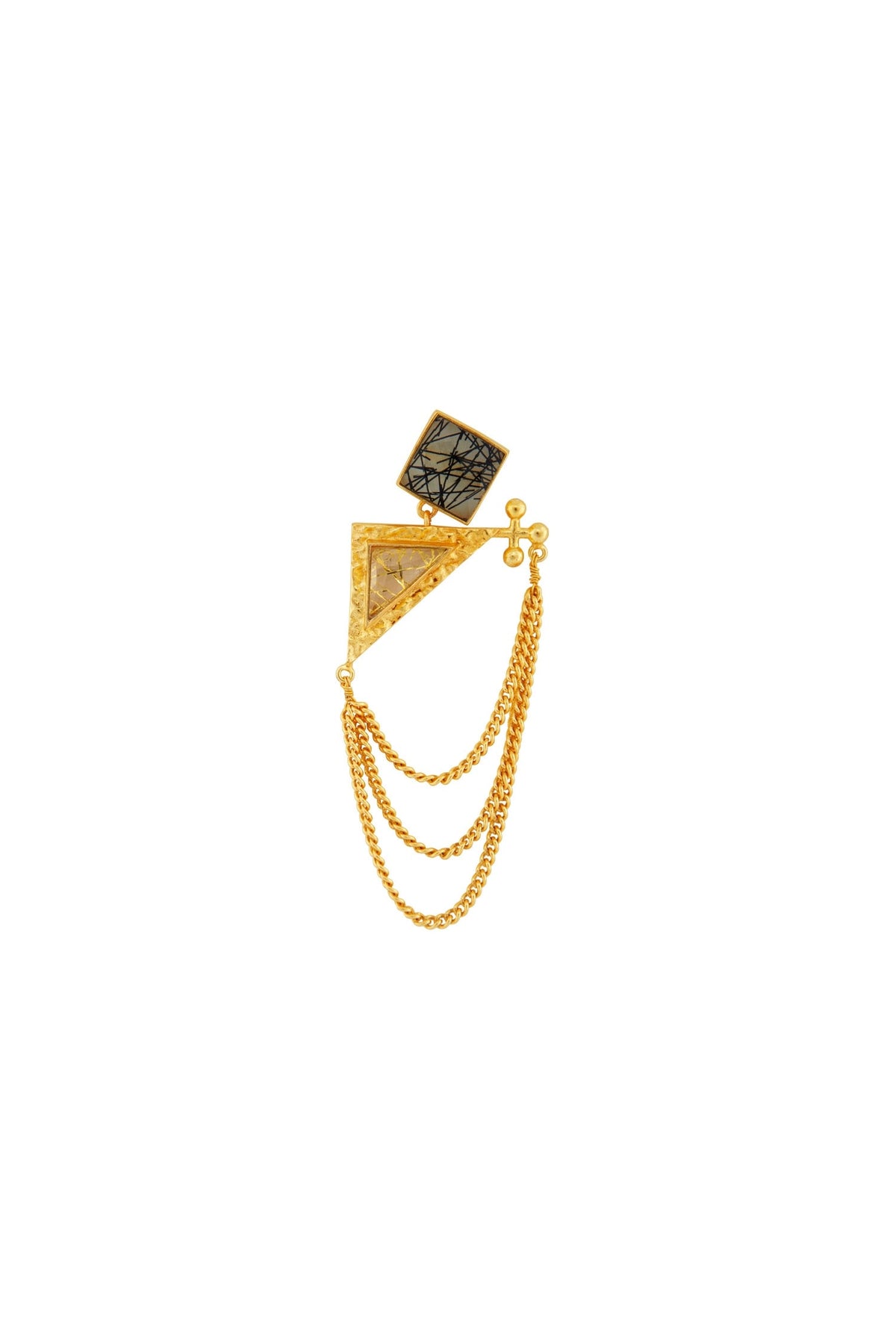 Stone Embellished Chain Earrings 