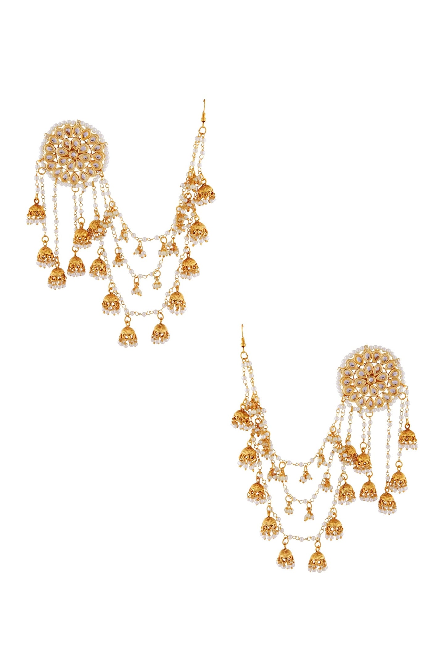 Beaded Earcuff Jhumka Earrings 