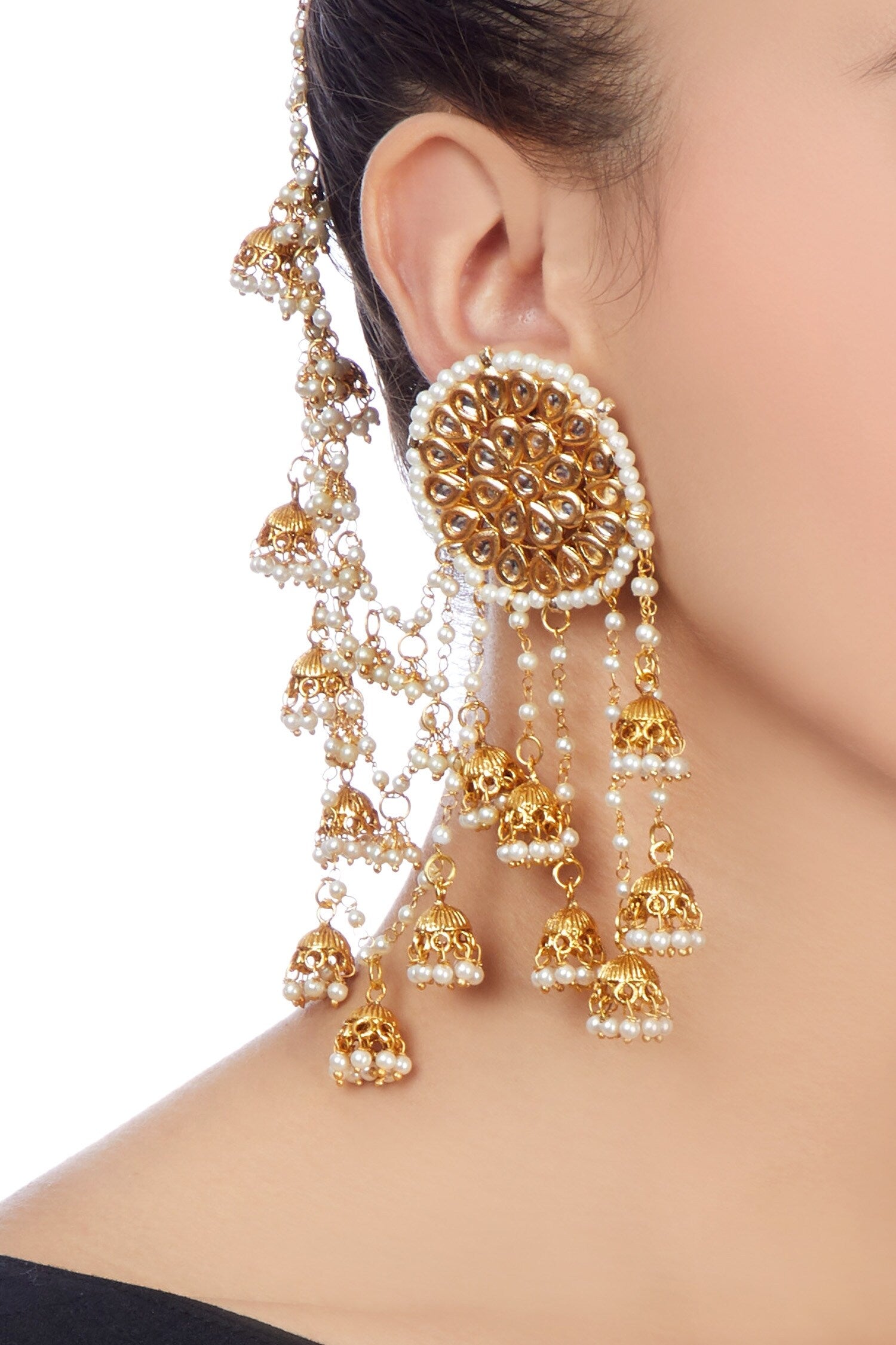 Beaded Earcuff Jhumka Earrings 