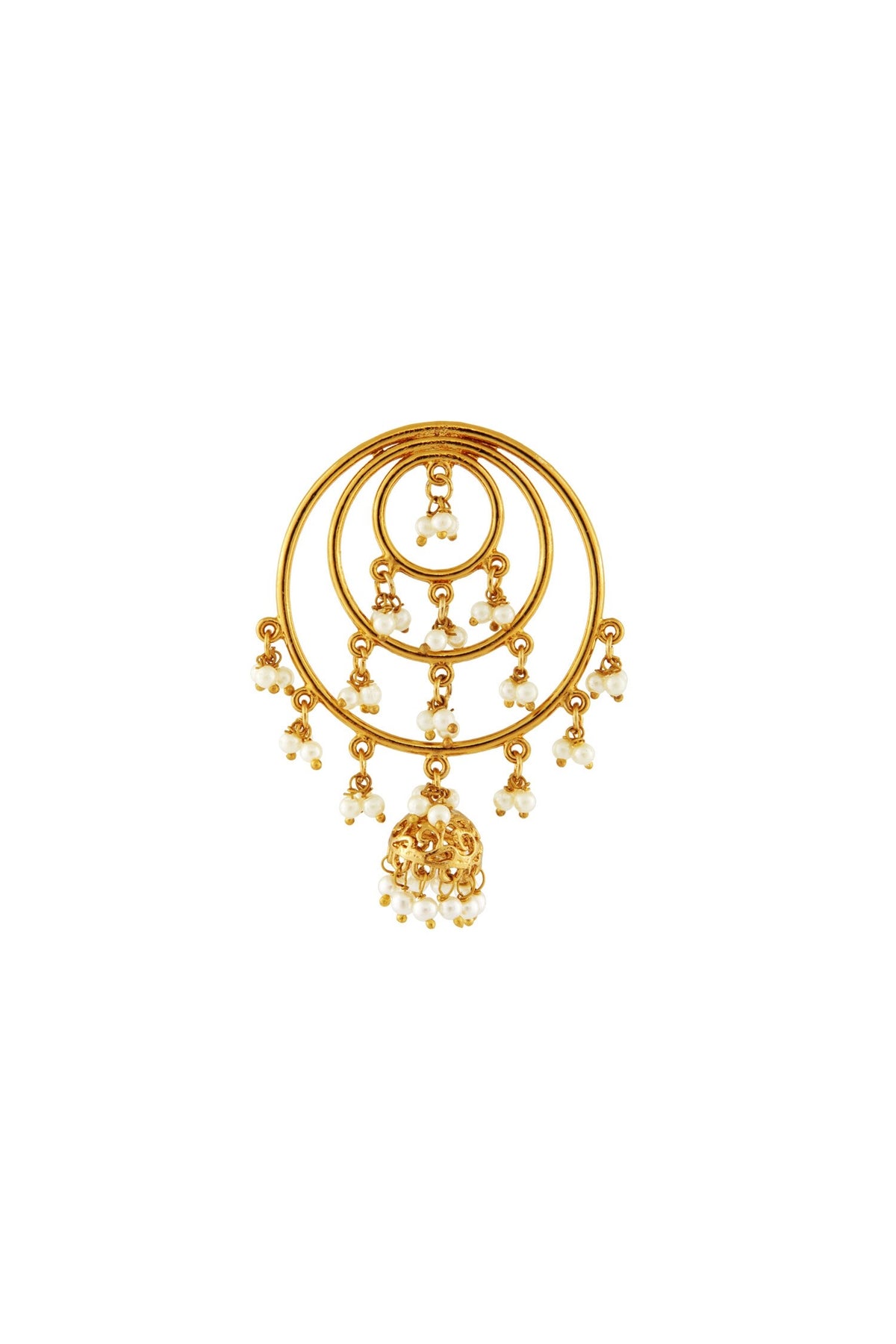 Layered Round Jhumki Earrings with Pearls 