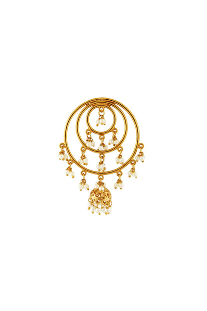 Layered Round Jhumki Earrings with Pearls 