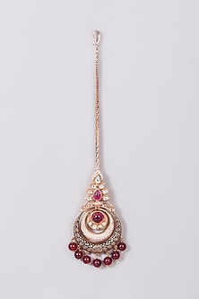 Rose Gold Finish Maang Tikka With Meenakari  Work