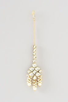 Gold Finish Kundan Polki & Pearl Choker Necklace Set