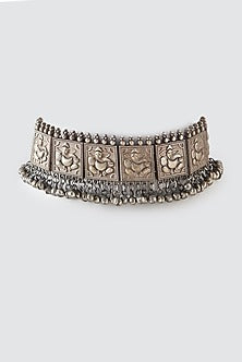 Oxidised Silver Finish Choker Necklace