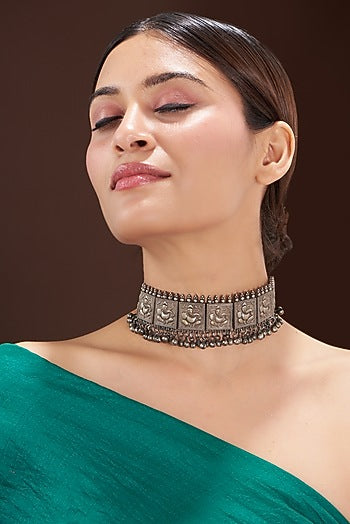 Oxidised Silver Finish Choker Necklace