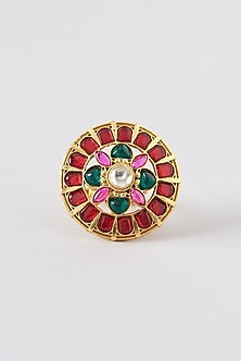 Gold Finish Multi-Colored Stone Ring