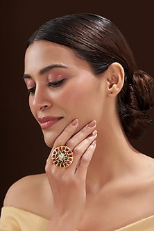 Gold Finish Multi-Colored Stone Ring