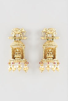 Gold Finish Temple Earrings