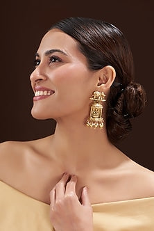 Gold Finish Temple Earrings