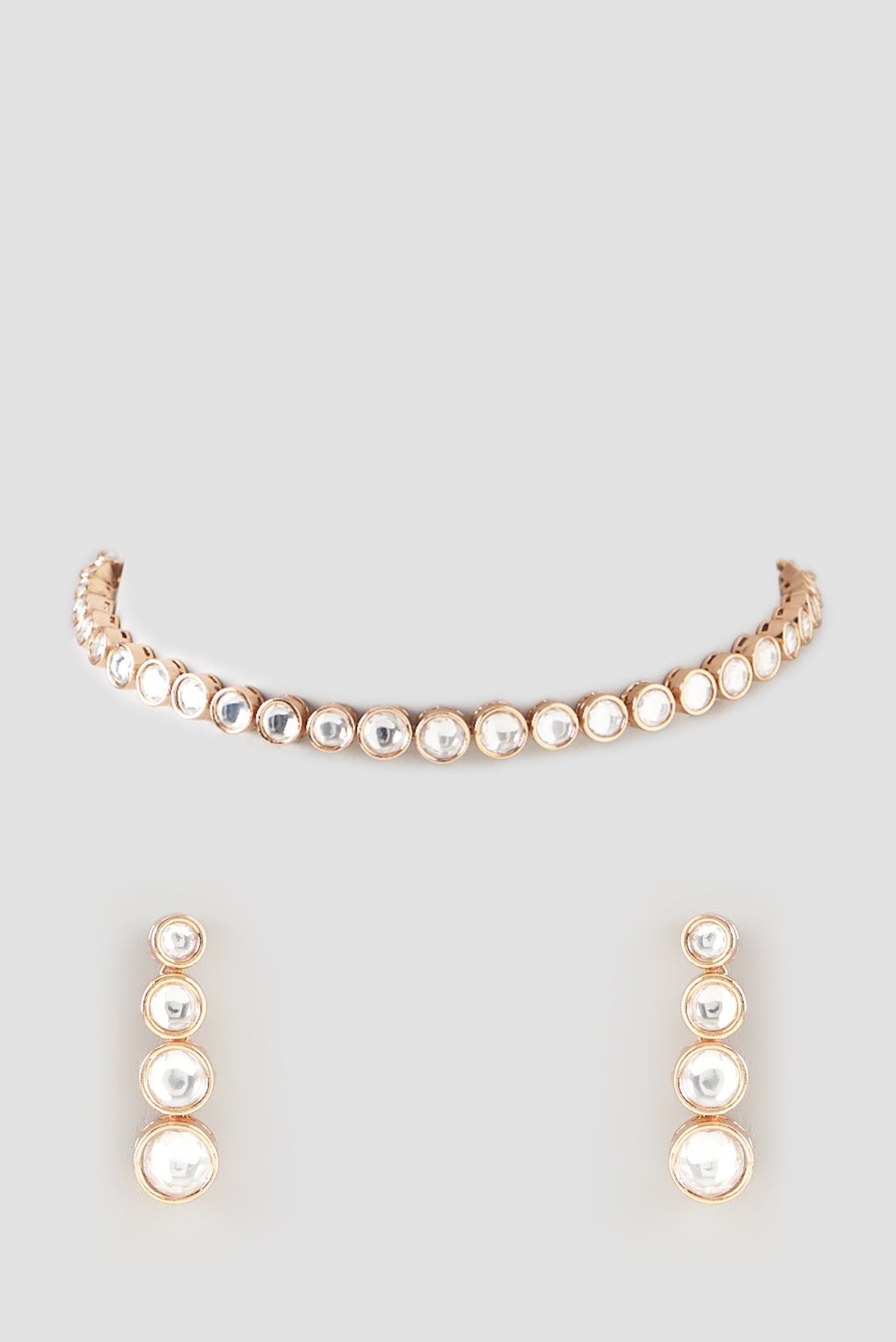 Gold Finish Kundan Polki Choker Necklace Set