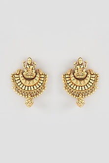 Gold Finish Beaded Long Temple Necklace Set
