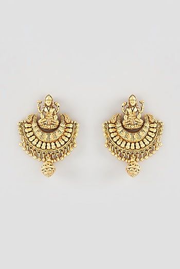 Gold Finish Beaded Long Temple Necklace Set