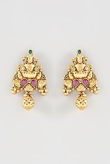 Gold Finish Beaded Long Temple Necklace Set