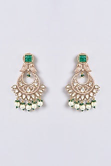 Gold Finish Kundan Polki & Zircon Necklace Set