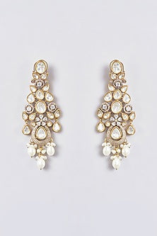 Gold Finish Kundan Polki & Zircon Choker Necklace Set