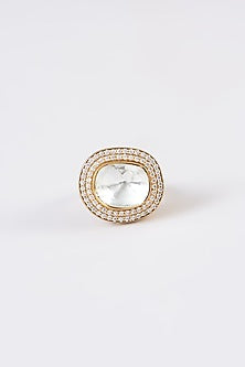 Gold Finish Kundan Polki & Zircon Ring