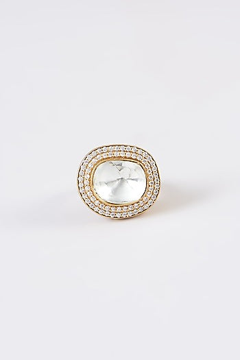 Gold Finish Kundan Polki & Zircon Ring