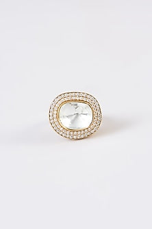Gold Finish Kundan Polki & Zircon Ring