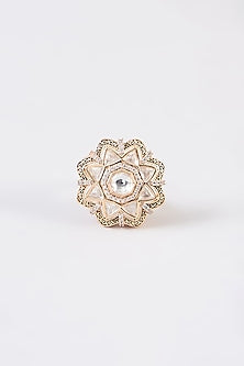 Gold Finish Kundan Polki & Zircon Ring