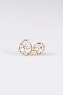 Gold Finish Kundan Polki Ring