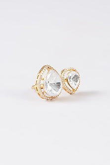 Gold Finish Kundan Polki Ring