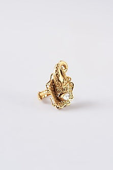 Gold Finish Kundan Polki Ring