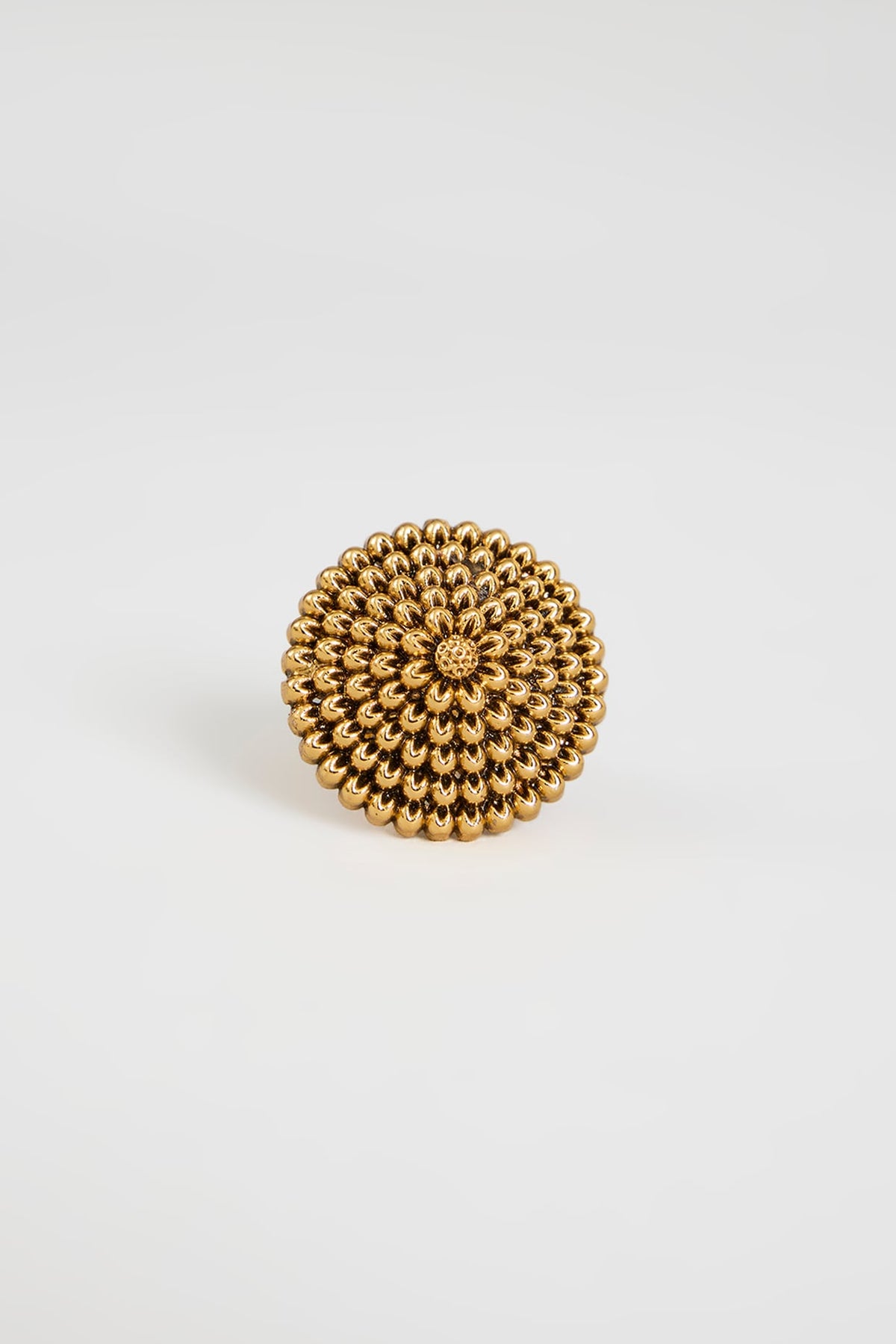 Gold Finish Temple Floral Ring