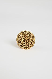 Gold Finish Temple Floral Ring