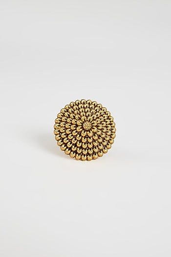 Gold Finish Temple Floral Ring