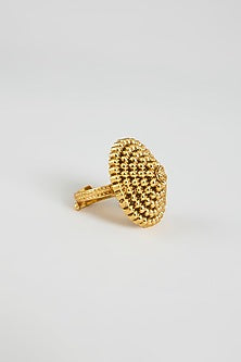 Gold Finish Temple Floral Ring