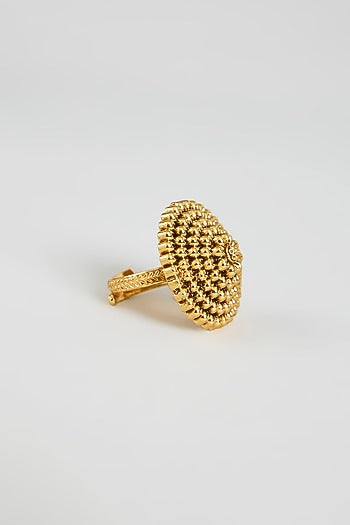 Gold Finish Temple Floral Ring