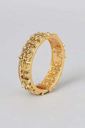 Gold Finish Carved Bangles (Set of 2)