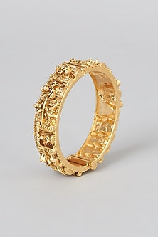Gold Finish Carved Bangles (Set of 2)