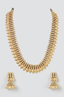 Gold Finish Carved Necklace Set