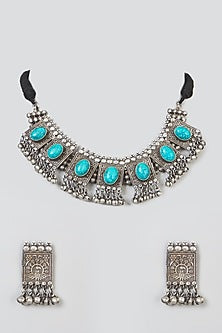 Oxidised Silver Finish Necklace Set
