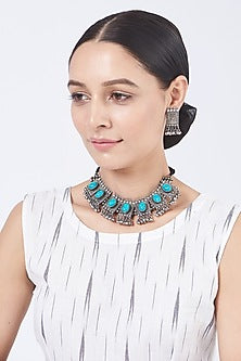 Oxidised Silver Finish Necklace Set
