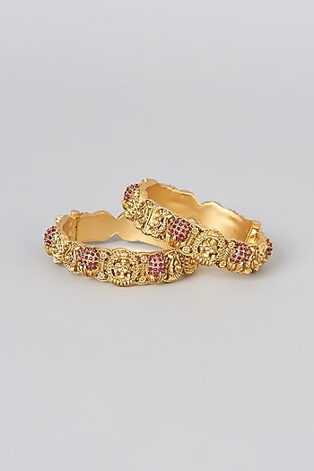 Gold Finish Bangles (Set of 2)
