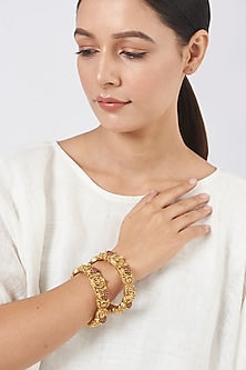 Gold Finish Bangles (Set of 2)