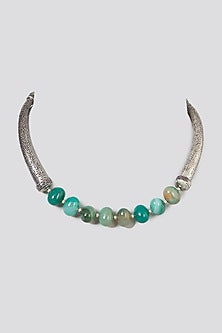 Oxidised Silver Finish Beaded Necklace
