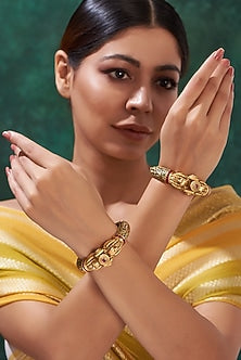 Gold Finish Multi-Colored Stone Enamelled Bangles (Set of 2)